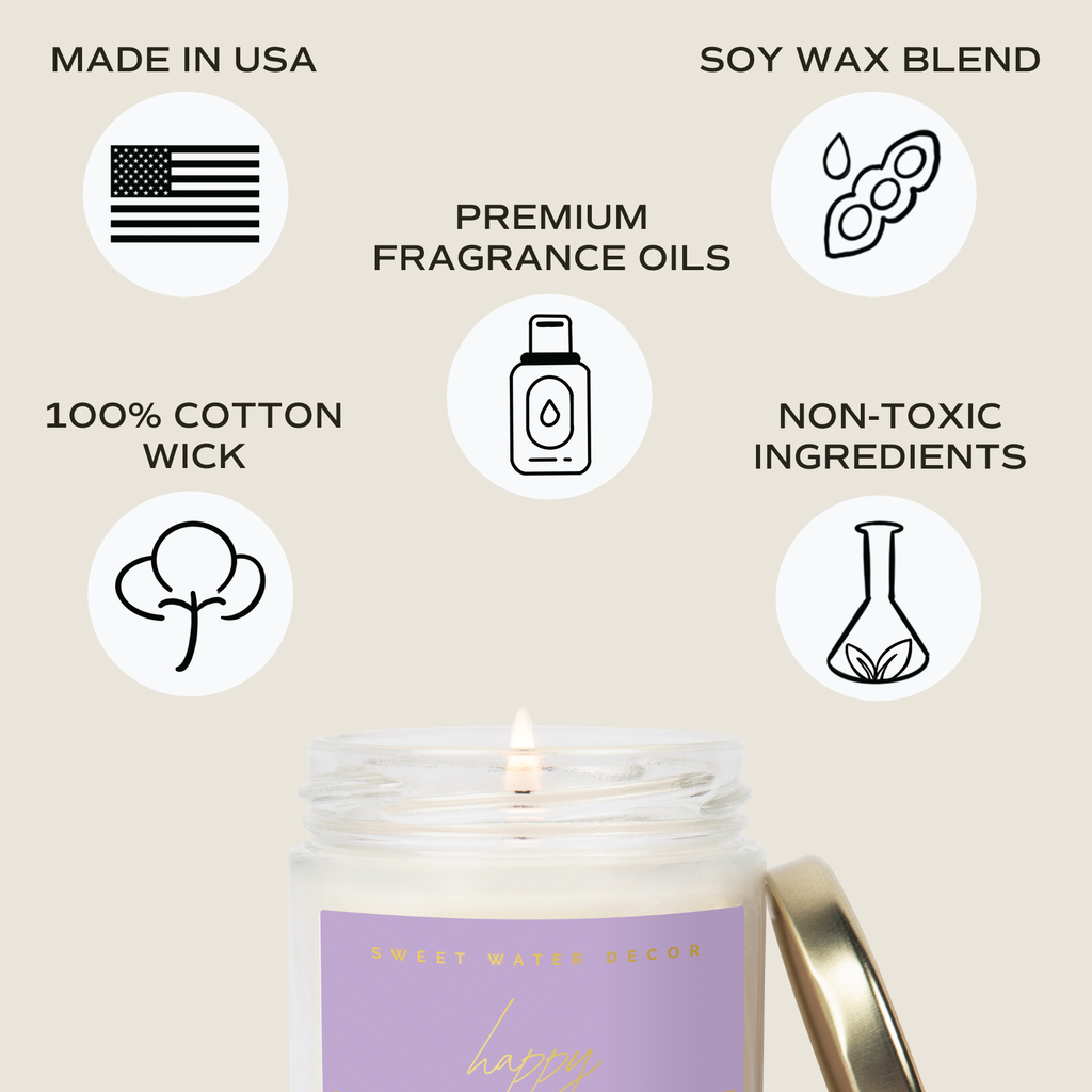 Happy Birthday 9 oz Soy Candle (Gold Foil) - Decor & Gifts